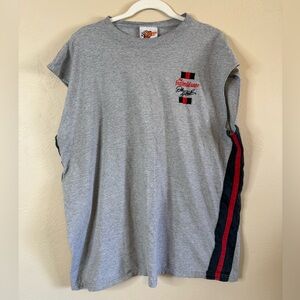 Grey Racing Stripe Tee with Red & Black Accents